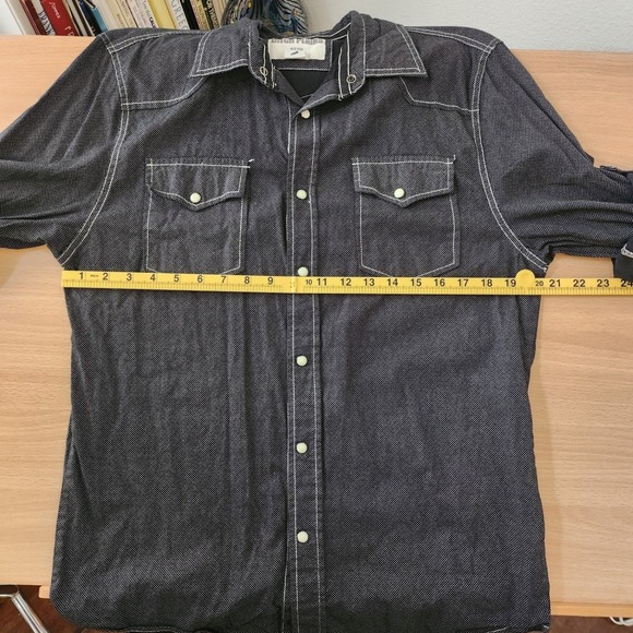 Ditch Plains Western Style Denim Shirt Long Sleeve Snap Front Pockets Men Med - Picture 6 of 7